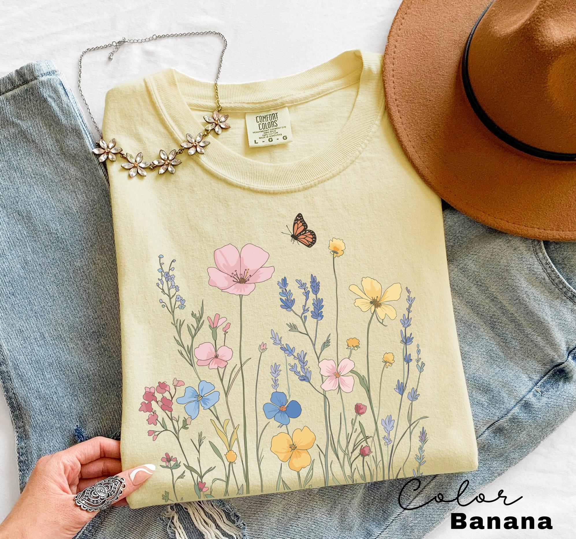 Pressed Wildflower Shirt, Nature Cottagecore Tee, Summer Spring Flowers, Comfort Colors Shirt