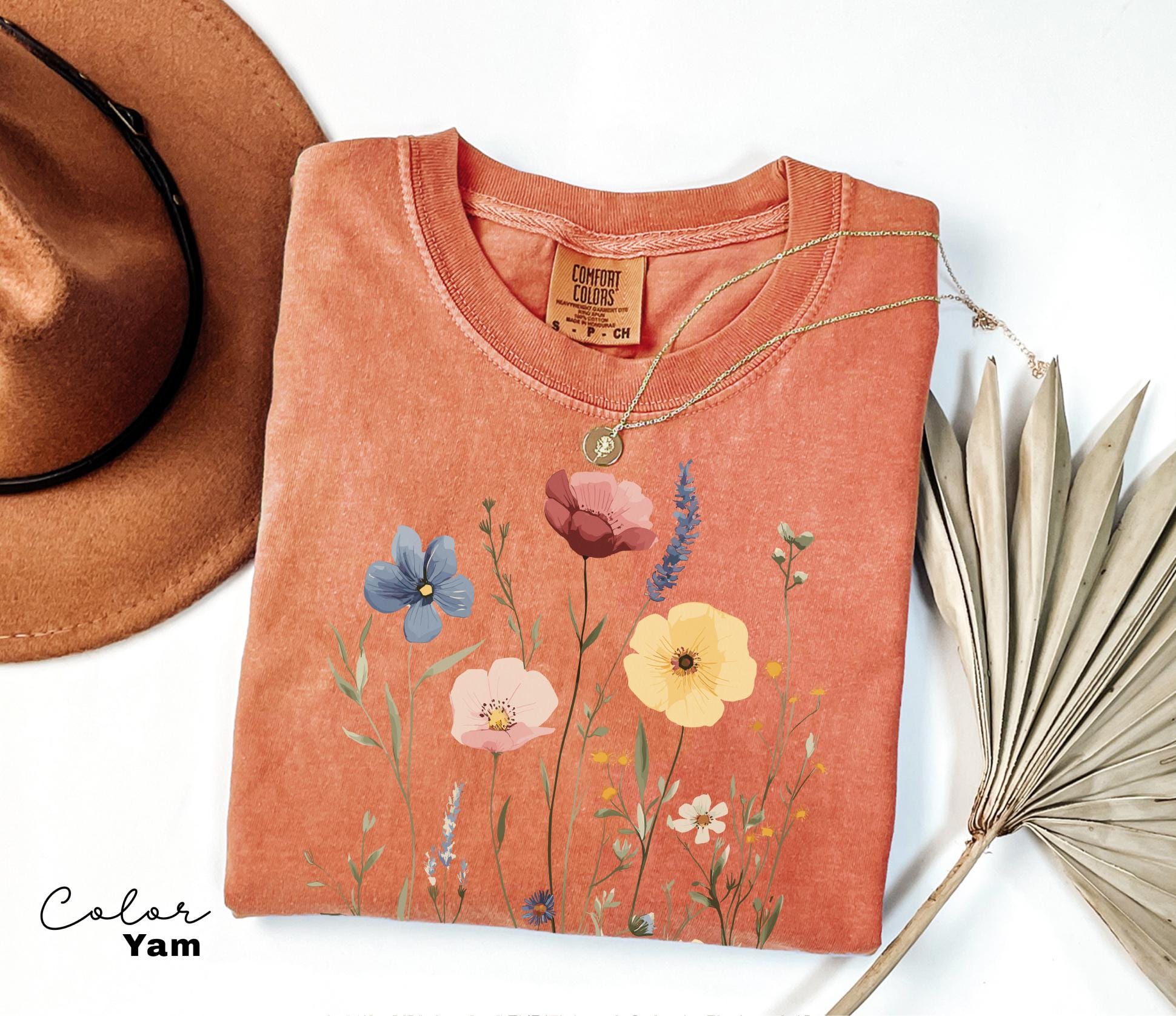 Pressed Wildflower Shirt, Nature Cottagecore Tee, Summer Spring Flowers, Comfort Colors Shirt