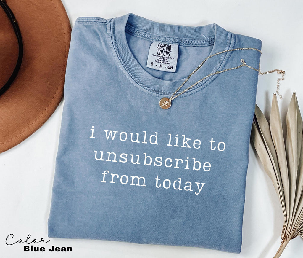 I Would Like to Unsubscribe From Today Shirt, Sarcastic Humor, Funny Meme Shirt, Relatable Quote Shirt, Funny Graphic Tee, Introvert