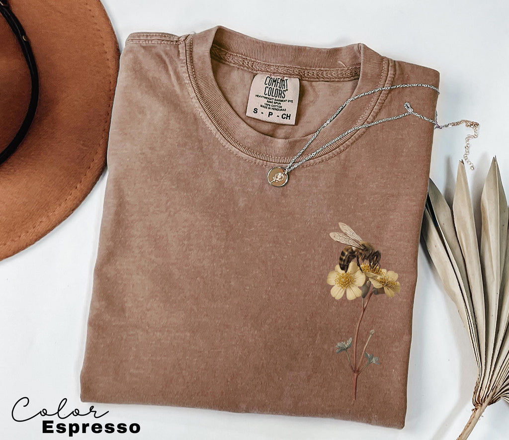 Bee Botanical T-Shirt, Nature Comfort Colors Shirt, Insect Shirt, Bumblebees Sweatshirt, Crewneck