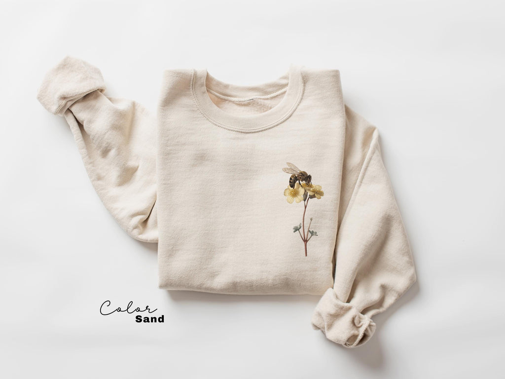 Bee Botanical T-Shirt, Nature Comfort Colors Crewneck Sweatshirt