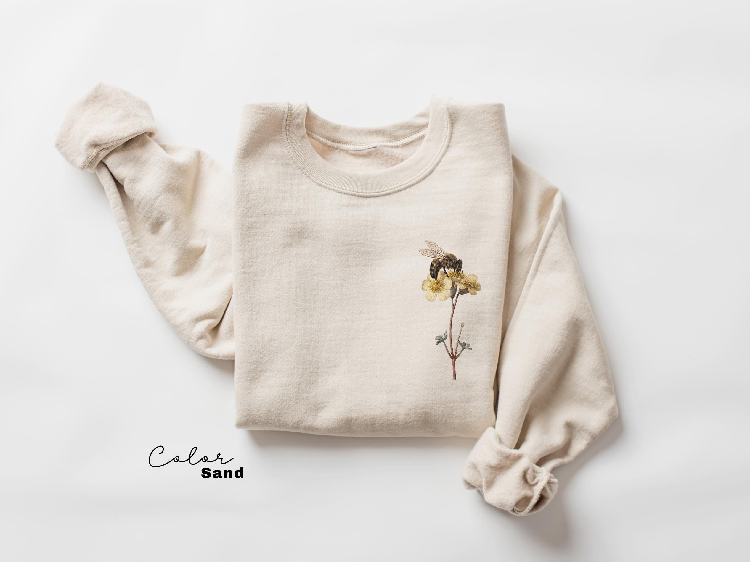 Bee Botanical T-Shirt, Nature Comfort Colors Crewneck Sweatshirt