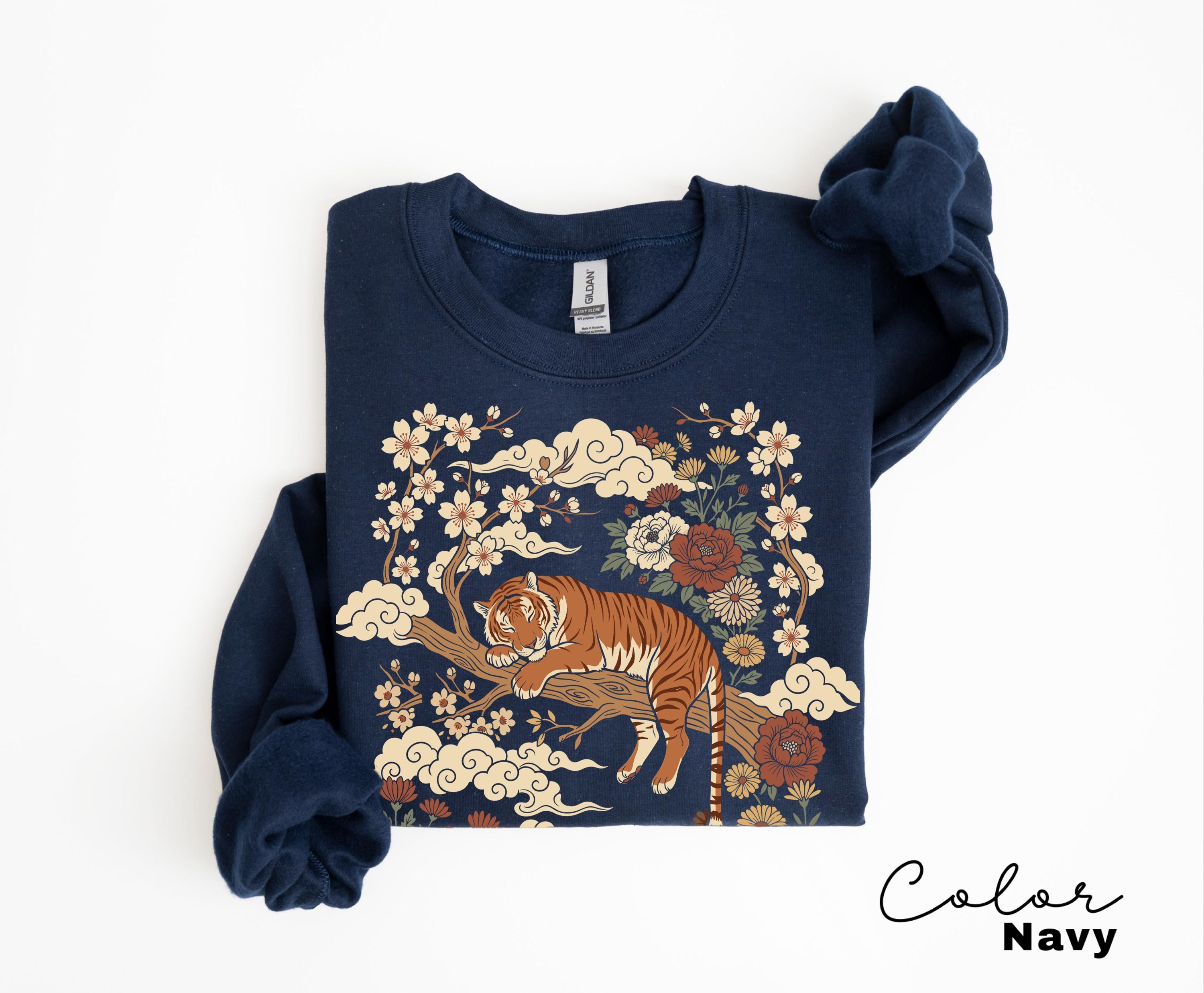 Retro Tiger T-Shirt, Animal Gift for Tiger Lover, Linocut Design