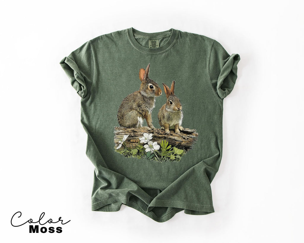 Vintage Rabbit Graphic Tee, Retro Woodland Animal Comfort Colors Shirt