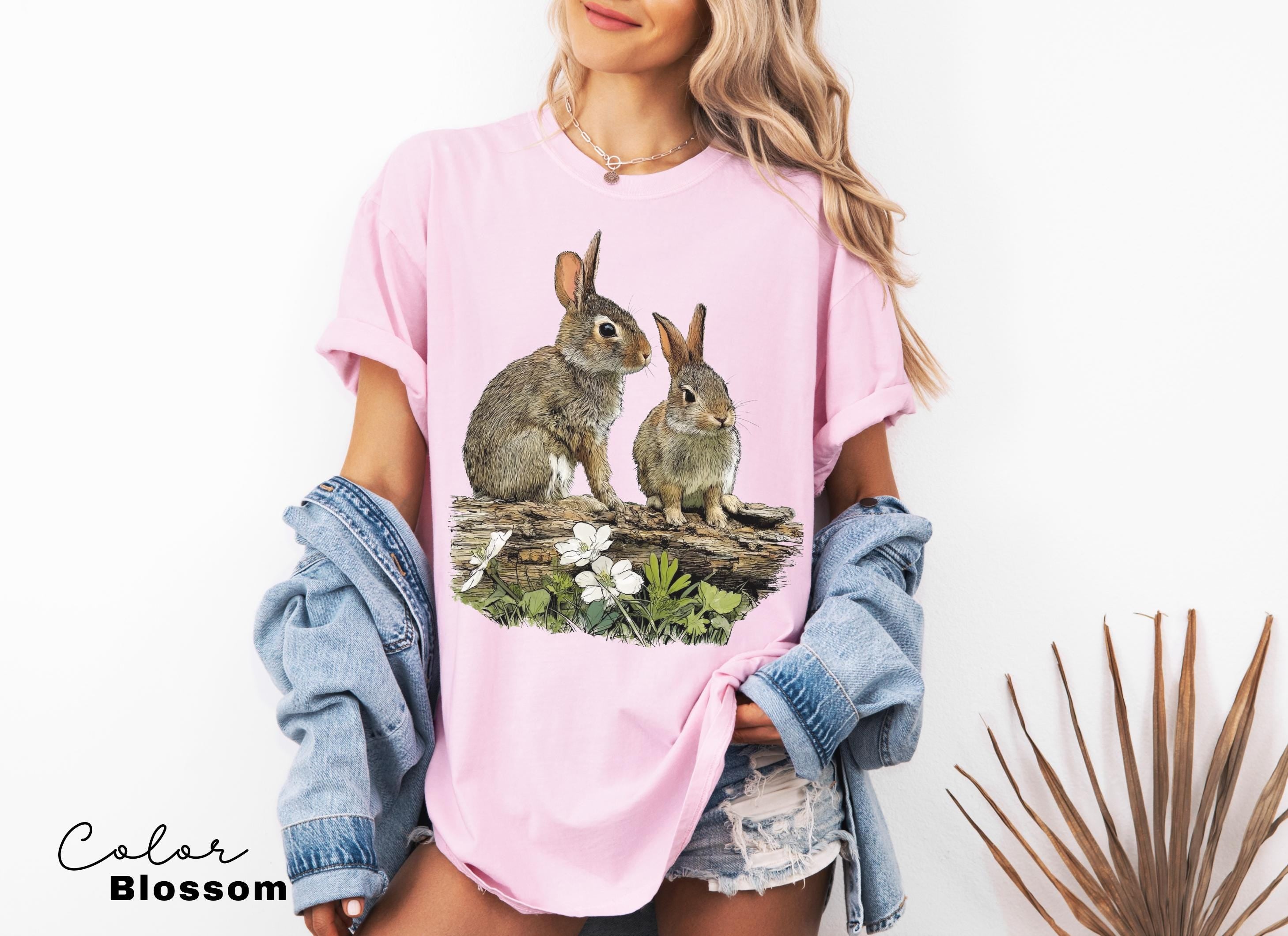 Vintage Rabbit Graphic Tee, Retro Woodland Forest Animal Comfort Colors® Shirt, Cottagecore Nature Sweatshirt