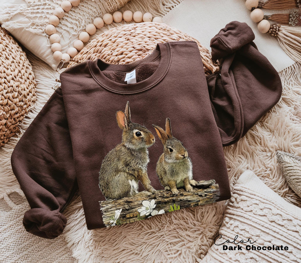 Vintage Rabbit Graphic Tee, Retro Woodland Forest Animal Comfort Colors® Shirt, Cottagecore Nature Sweatshirt