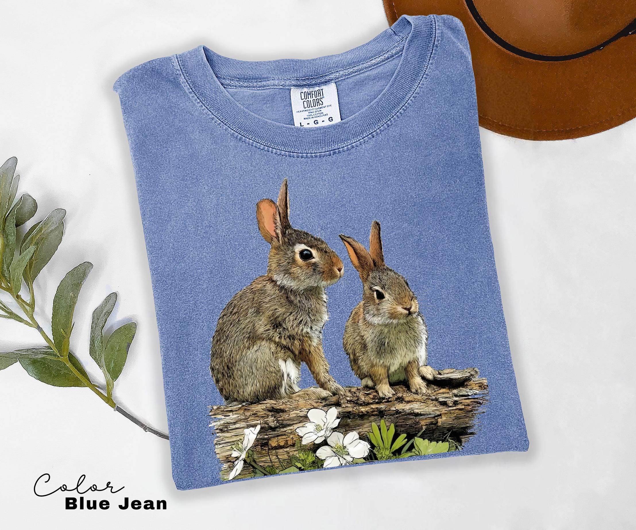 Vintage Rabbit Graphic Tee, Retro Woodland Forest Animal Comfort Colors® Shirt, Cottagecore Nature Sweatshirt