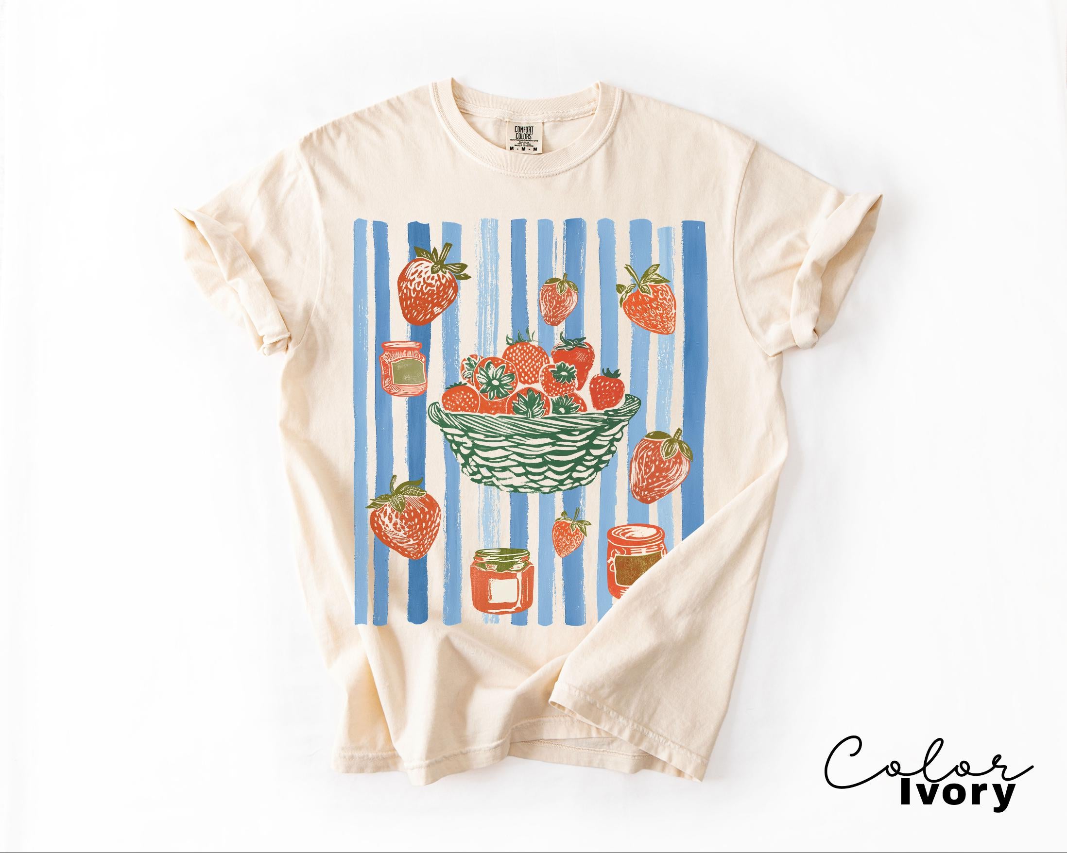 Vintage Strawberry Farmers Market Shirt, Cottagecore Summer Fruit Tee, Comfort Colors Gardener Gift