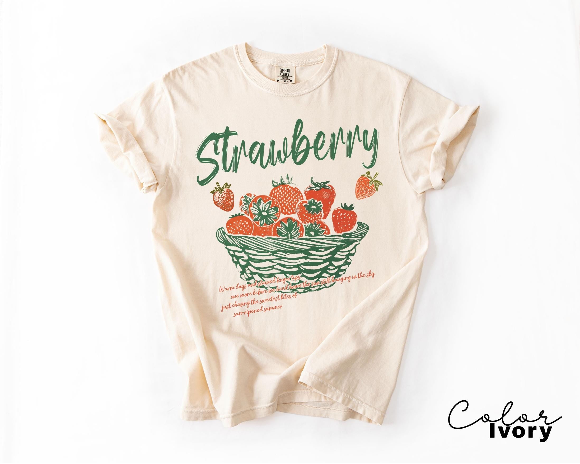 Vintage Strawberry Farmers Market Shirt, Cottagecore Summer Fruit Tee, Comfort Colors Gardener Gift