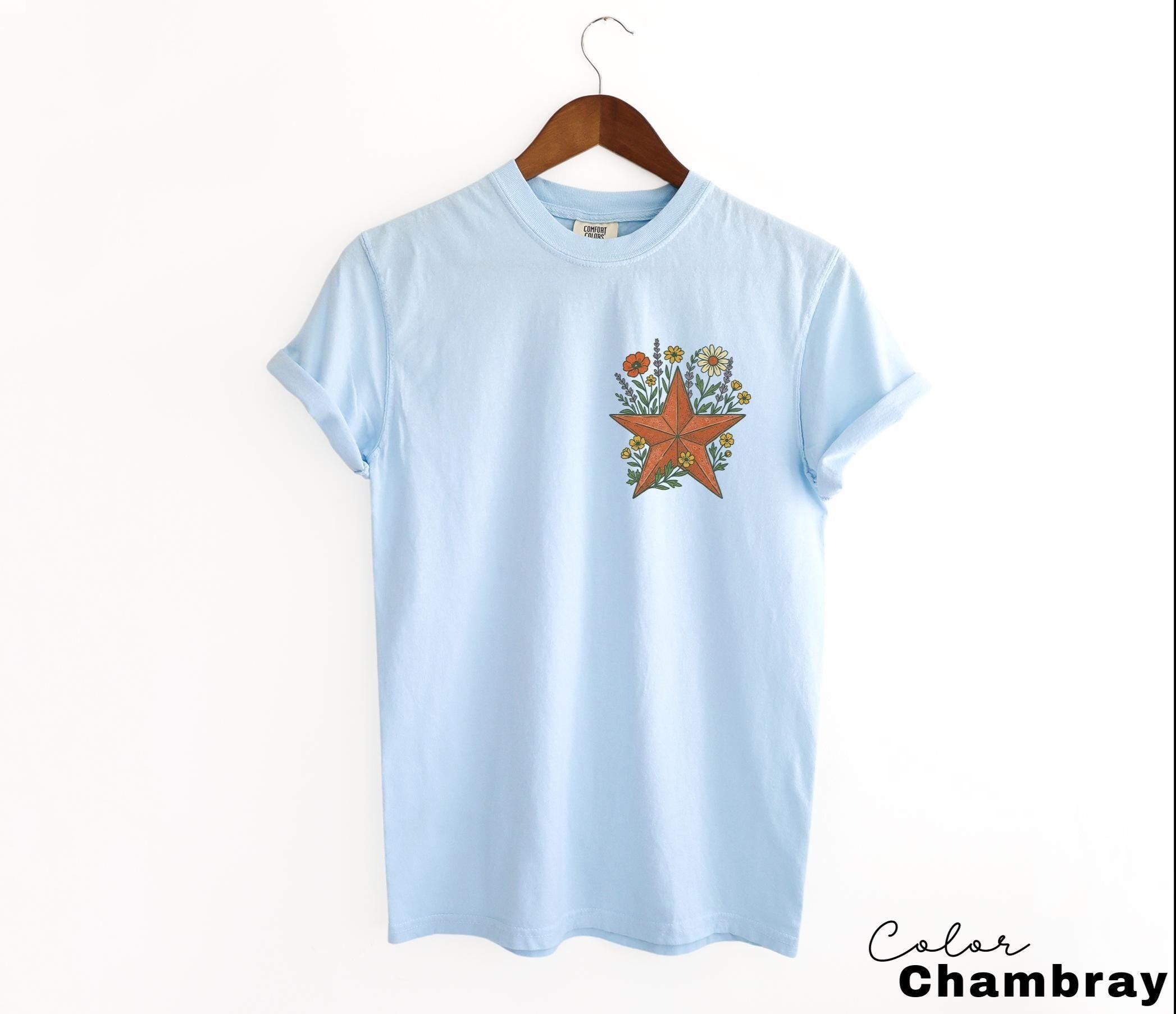 Cowgirl Star Wildflowers Shirt, Retro Western Graphic Tee, Comfort Colors Country Girl T-Shirt, Rodeo Outfit, Gift for Her, Country Farm