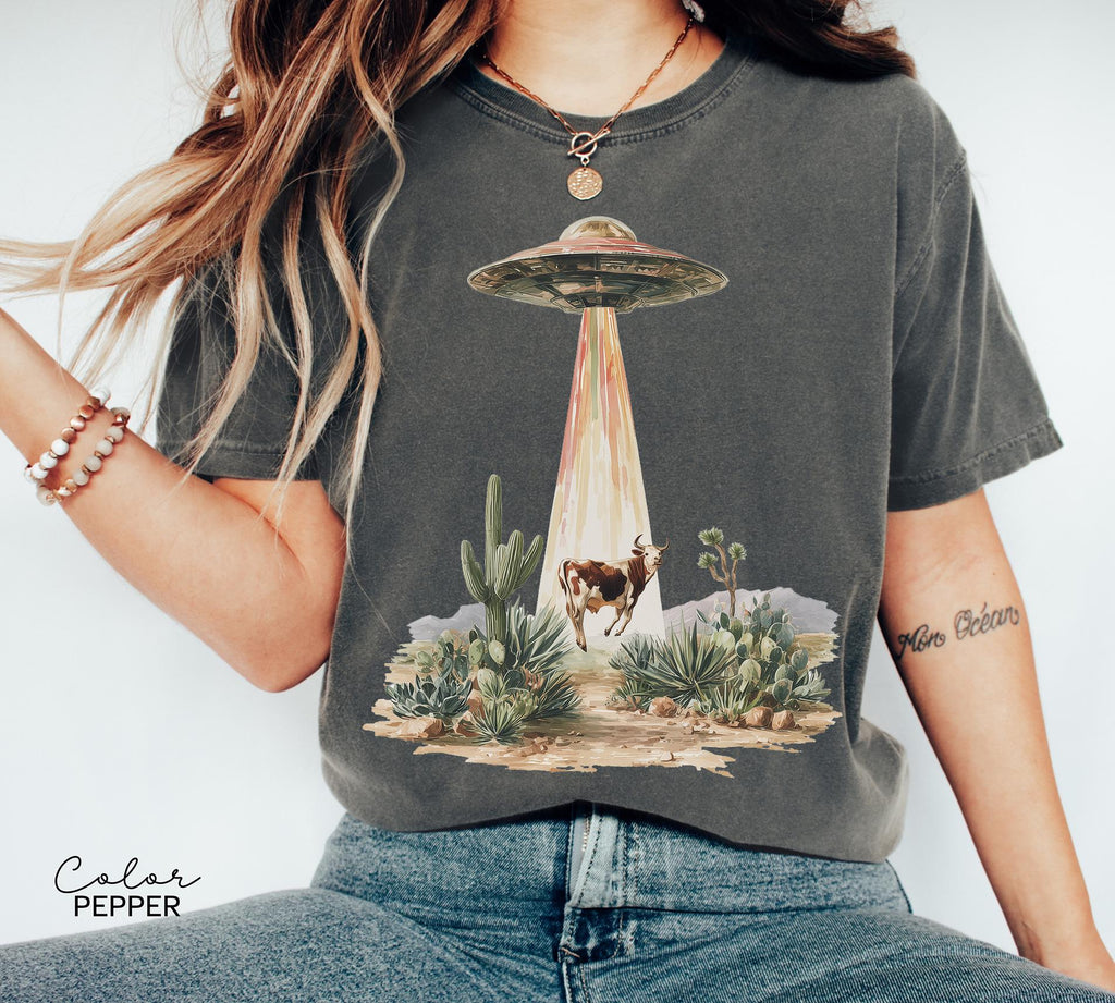Western Cow UFO Vintage Cowboy Alien Sweatshirt
