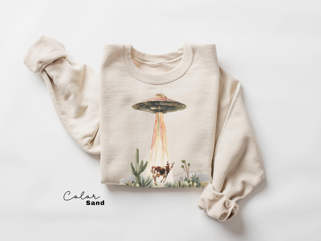 Western Cow UFO Vintage Cowboy Alien Sweatshirt