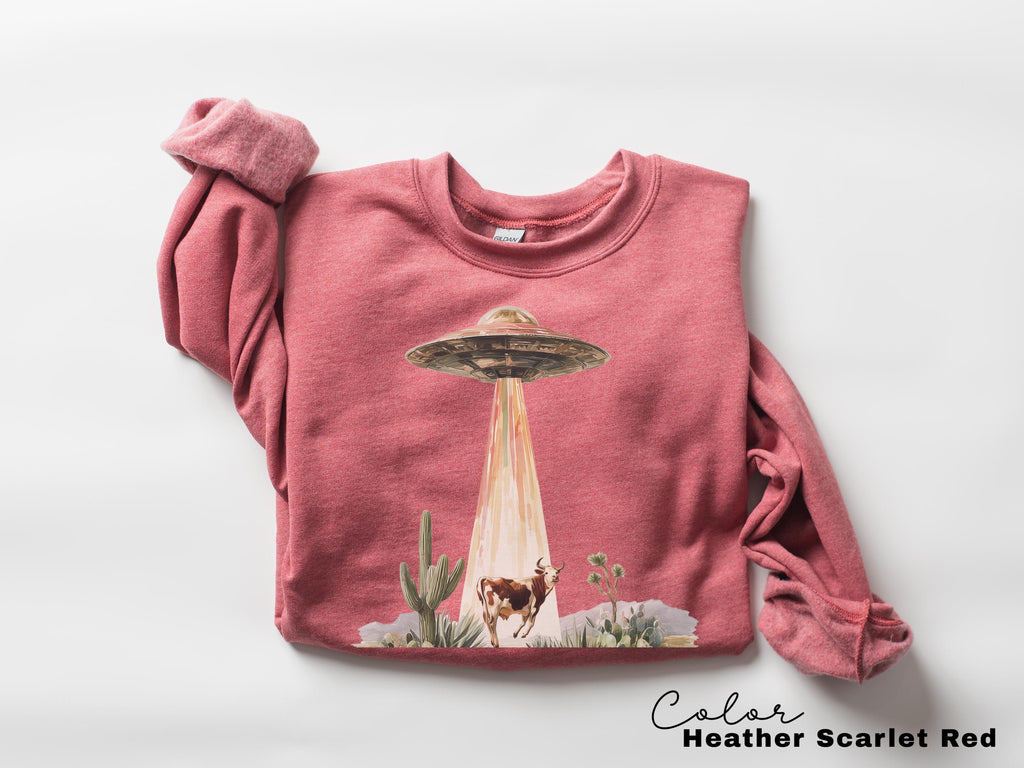 Western Cow UFO Vintage Cowboy Alien Sweatshirt
