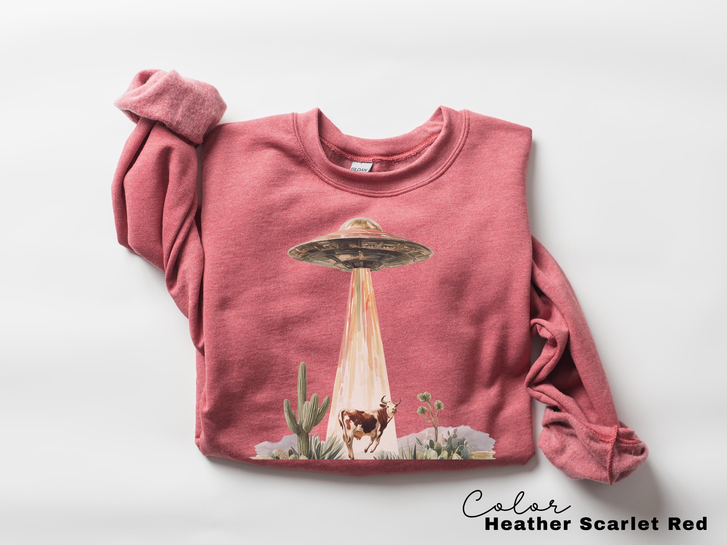 Western Cow UFO Vintage Cowboy Alien Sweatshirt