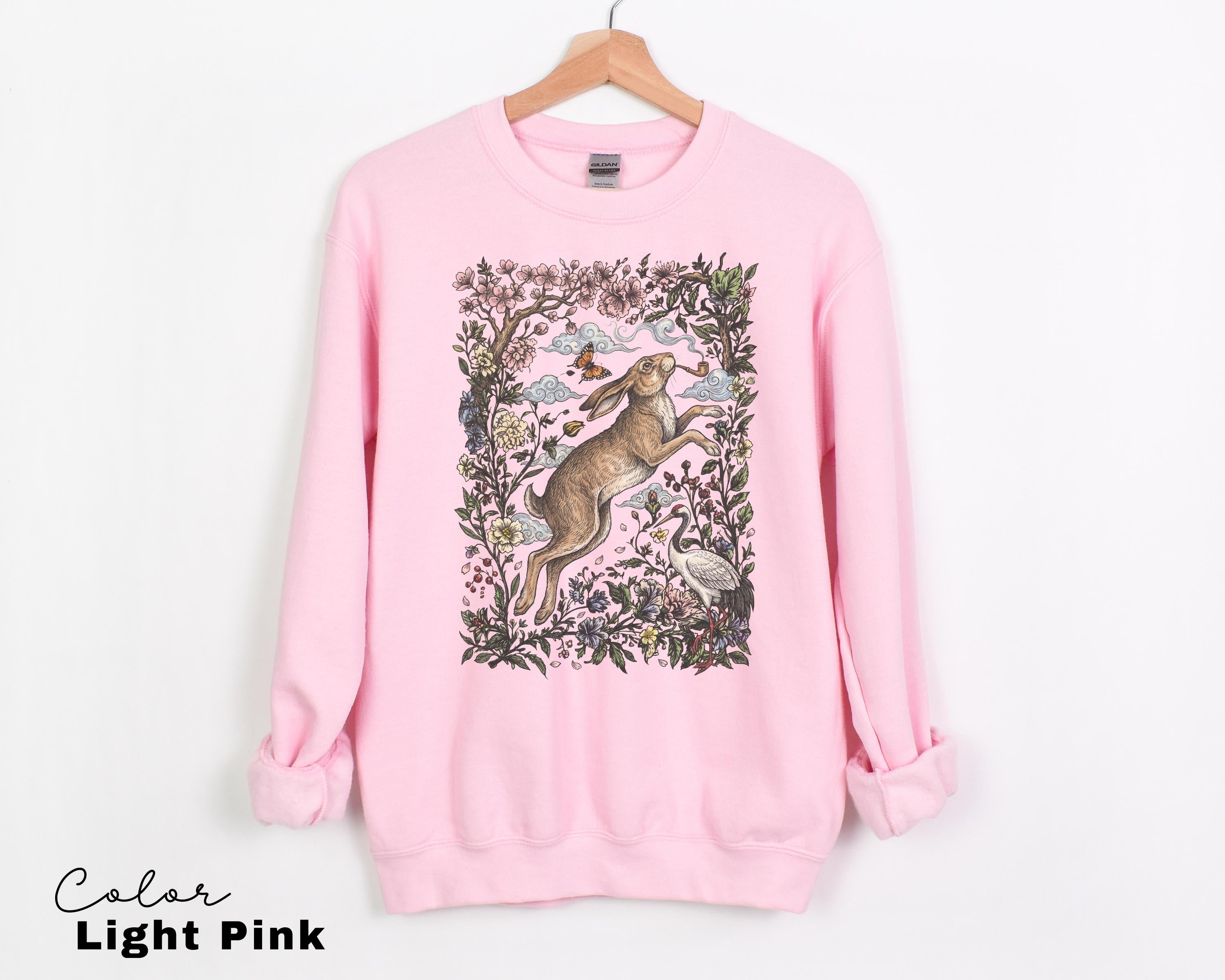 Cottagecore Rabbit Shirt, Wild Hare Smoking Pipe T-Shirt