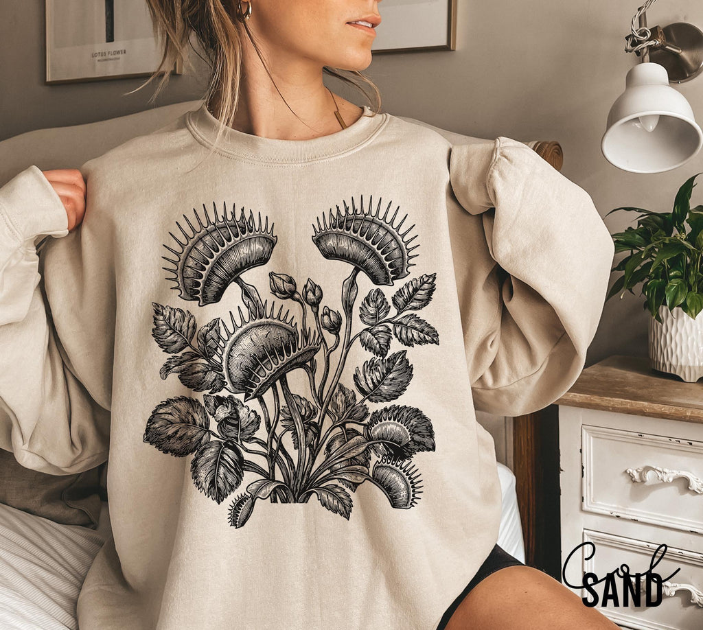 Venus Flytrap Shirt, Botanical Comfort Colors T-Shirt, Sweatshirt, Gardener Gift, Nature Cottagecore Tee
