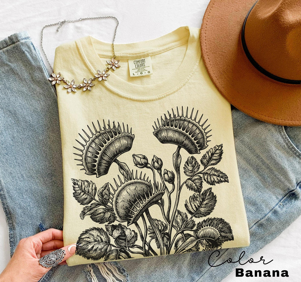 Venus Flytrap Shirt, Botanical Comfort Colors T-Shirt, Sweatshirt, Gardener Gift, Nature Cottagecore Tee