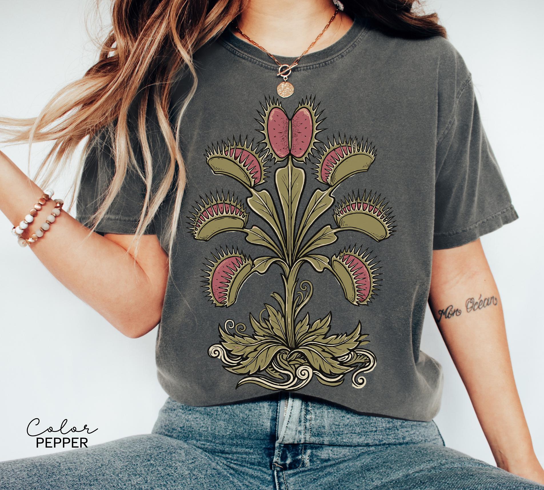 Venus Flytrap Shirt, Botanical Comfort Colors T-Shirt, Sweatshirt, Gardener Gift, Nature Cottagecore Tee