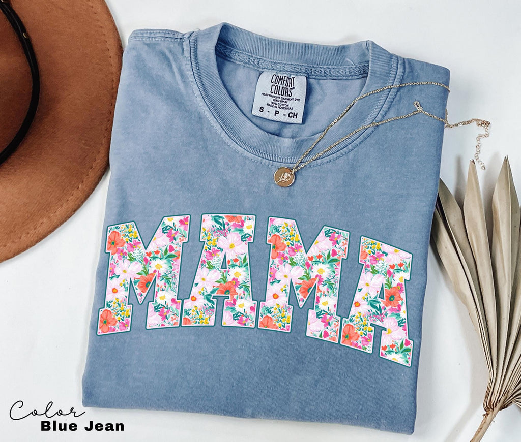 Mama Floral Flower Shirt, Floral Mom Spring Tee, Trendy Mom Sweatshirt, Women's Flower Mama Shirt, Spring Pregnancy Reveal Gift for New Mom