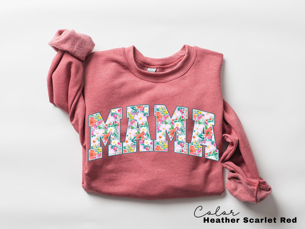 Mama Floral Flower Shirt, Floral Mom Spring Tee, Trendy Mom Sweatshirt, Women's Flower Mama Shirt, Spring Pregnancy Reveal Gift for New Mom