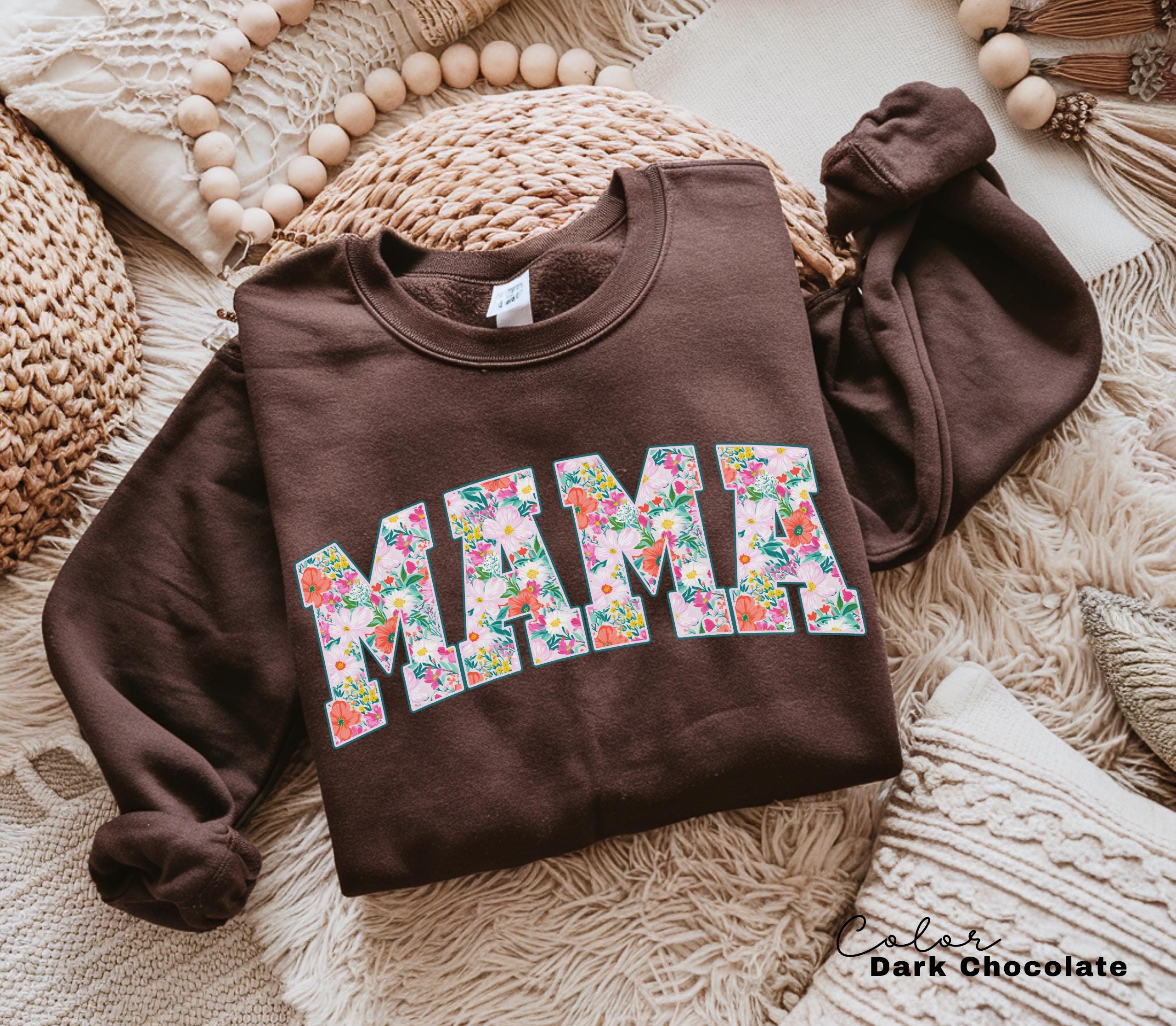 Mama Floral Flower Shirt, Floral Mom Spring Tee, Trendy Mom Sweatshirt, Women's Flower Mama Shirt, Spring Pregnancy Reveal Gift for New Mom