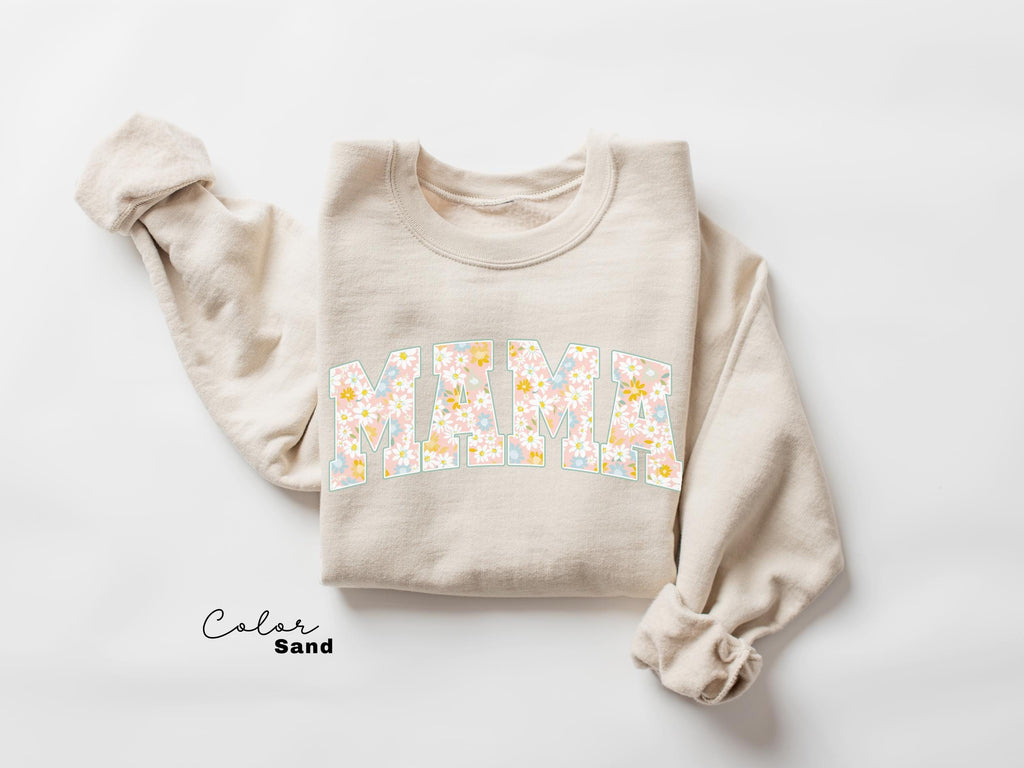 Mama Floral Flower Sweatshirt, Floral Mom Spring Crewneck