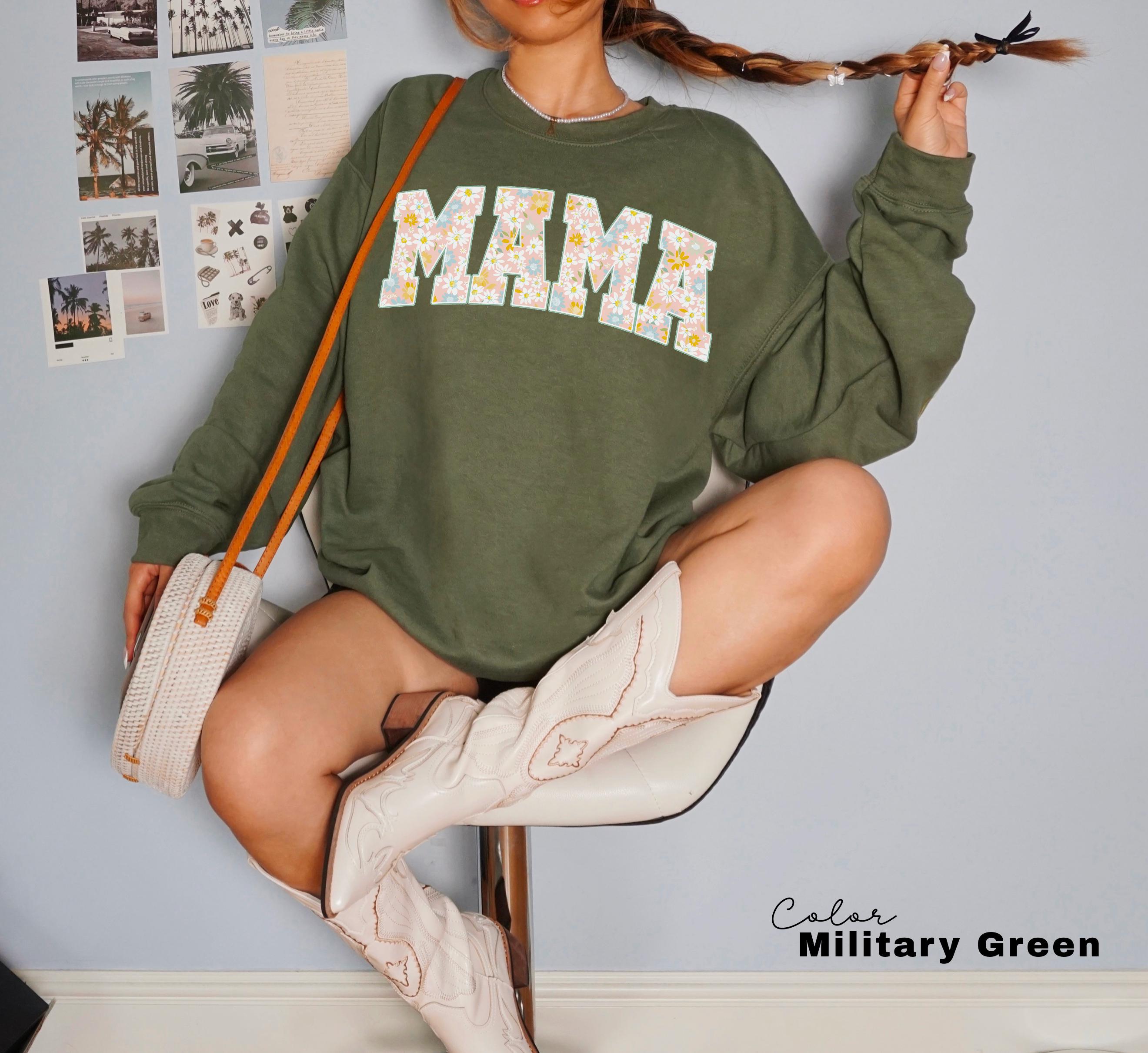 Mama Floral Flower Sweatshirt, Floral Mom Spring, Trendy Mom Sweatshirt, Women's Flower Mama, Spring Pregnancy Reveal Gift for New Mom