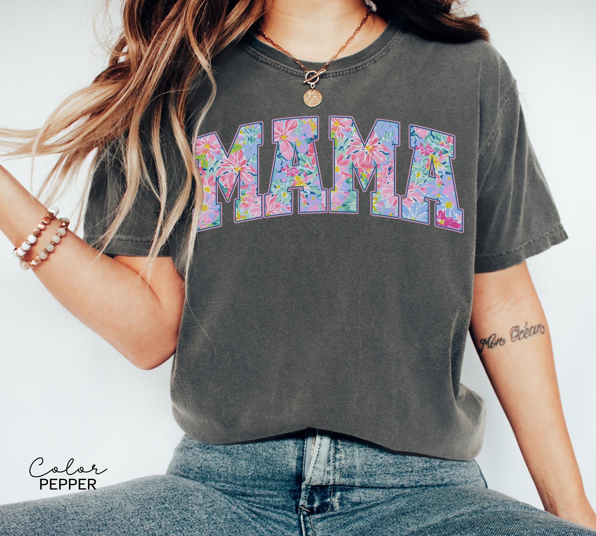 Mama Floral Flower Sweatshirt, Floral Mom Spring, Trendy Mom Sweatshirt, Women's Flower Mama, Spring Pregnancy Reveal Gift for New Mom