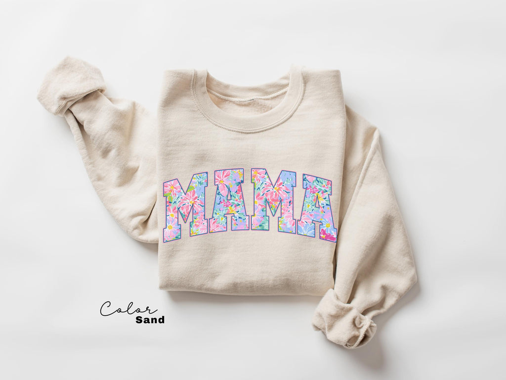 Mama Floral Flower Sweatshirt, Floral Mom Spring Crewneck
