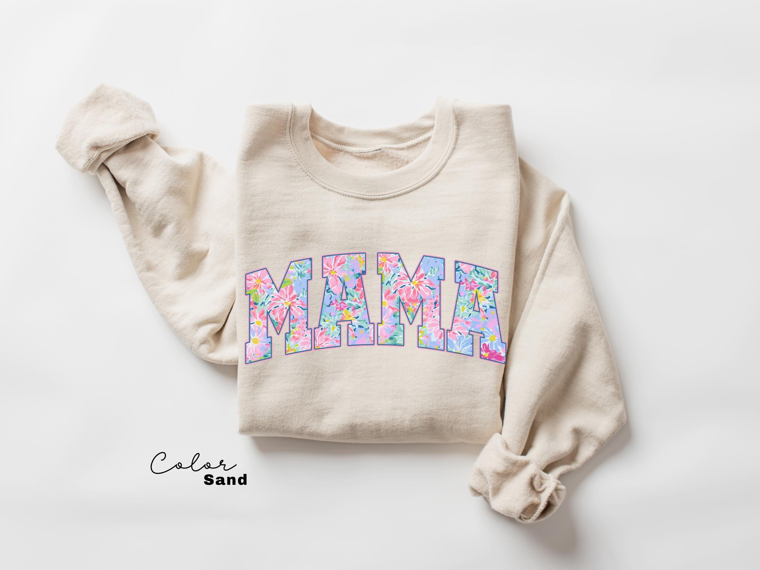 Mama Floral Flower Sweatshirt, Floral Mom Spring Crewneck