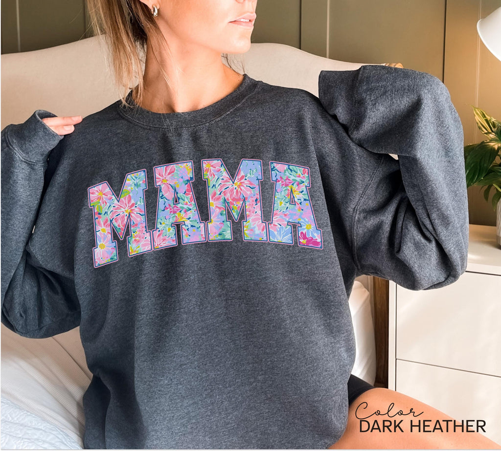 Mama Floral Flower Sweatshirt, Floral Mom Spring Crewneck