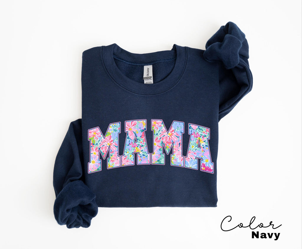 Mama Floral Flower Sweatshirt, Floral Mom Spring, Trendy Mom Sweatshirt, Women's Flower Mama, Spring Pregnancy Reveal Gift for New Mom