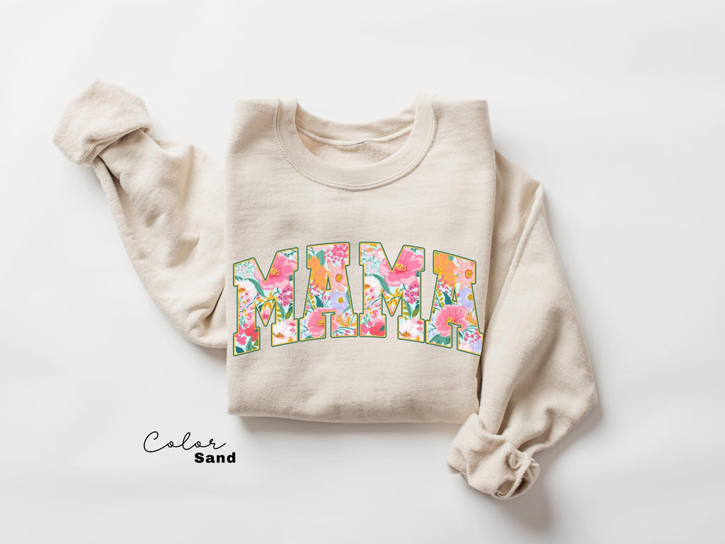 Mama Floral Flower Sweatshirt, Floral Mom Spring Crewneck