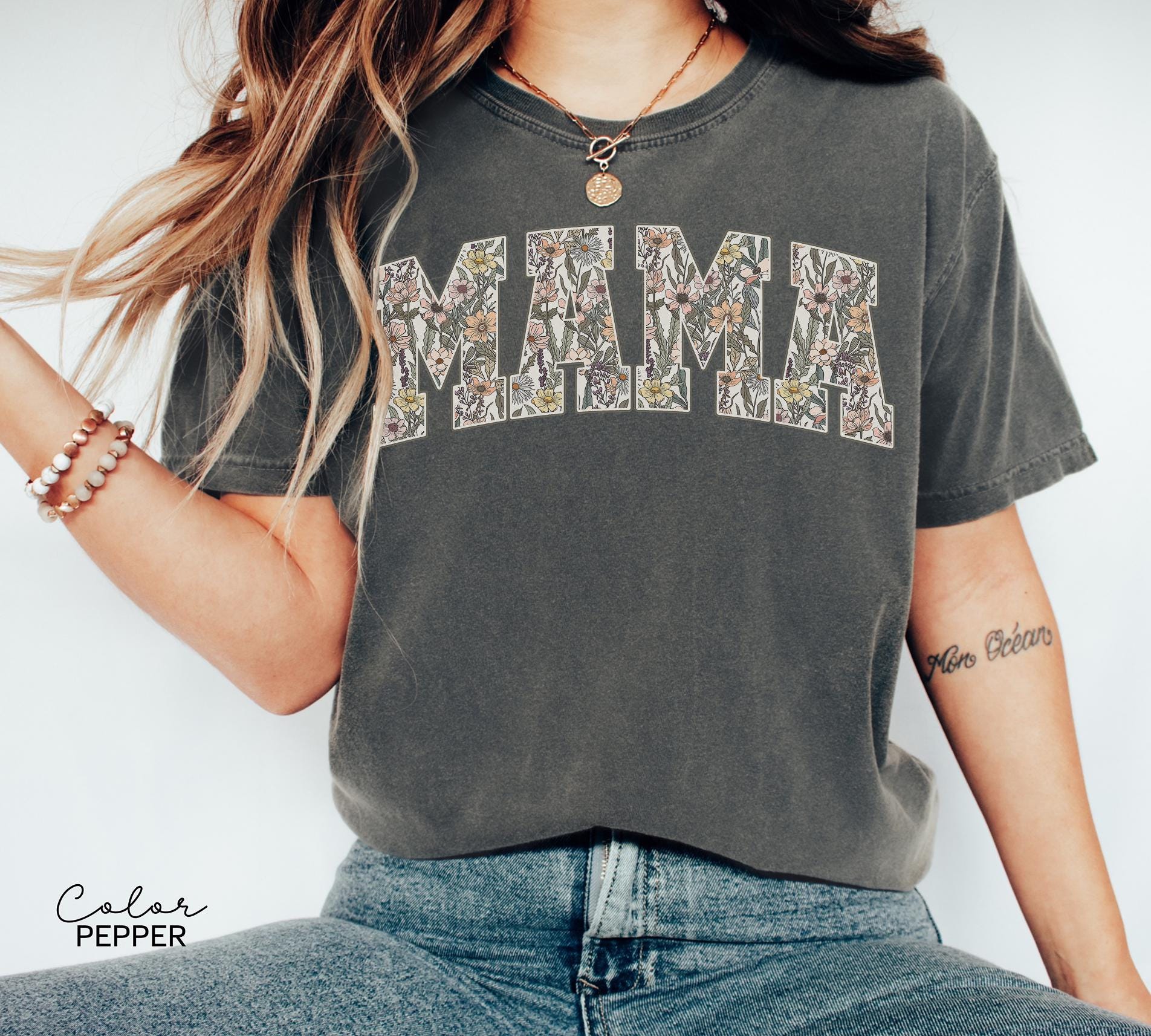 Mama Floral Flower Sweatshirt, Floral Mom Spring, Trendy Mom Sweatshirt, Women's Flower Mama, Spring Pregnancy Reveal Gift for New Mom
