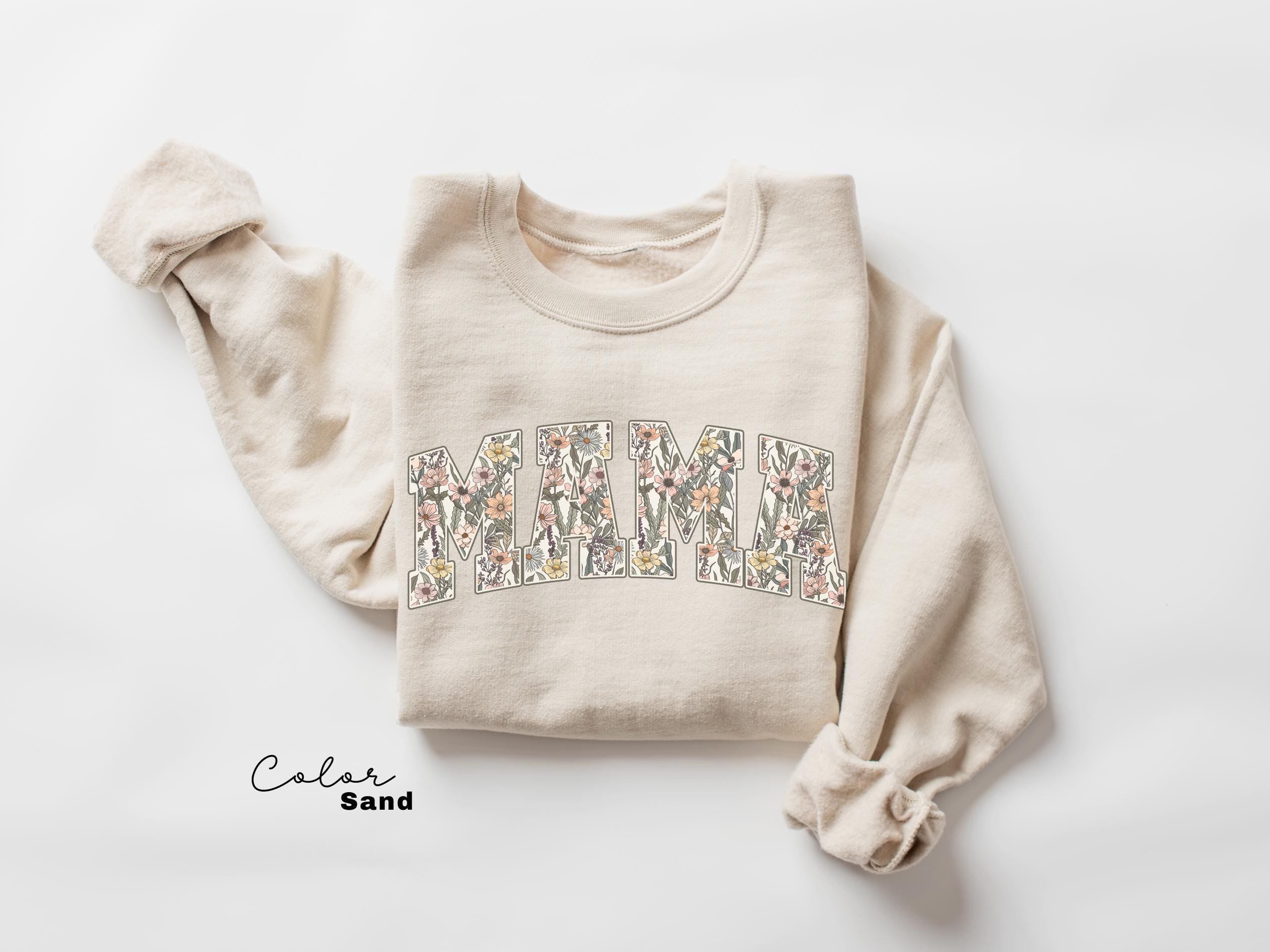 Mama Floral Flower Sweatshirt, Floral Mom Spring Crewneck