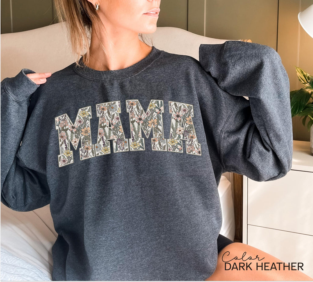 Mama Floral Flower Sweatshirt, Floral Mom Spring Crewneck