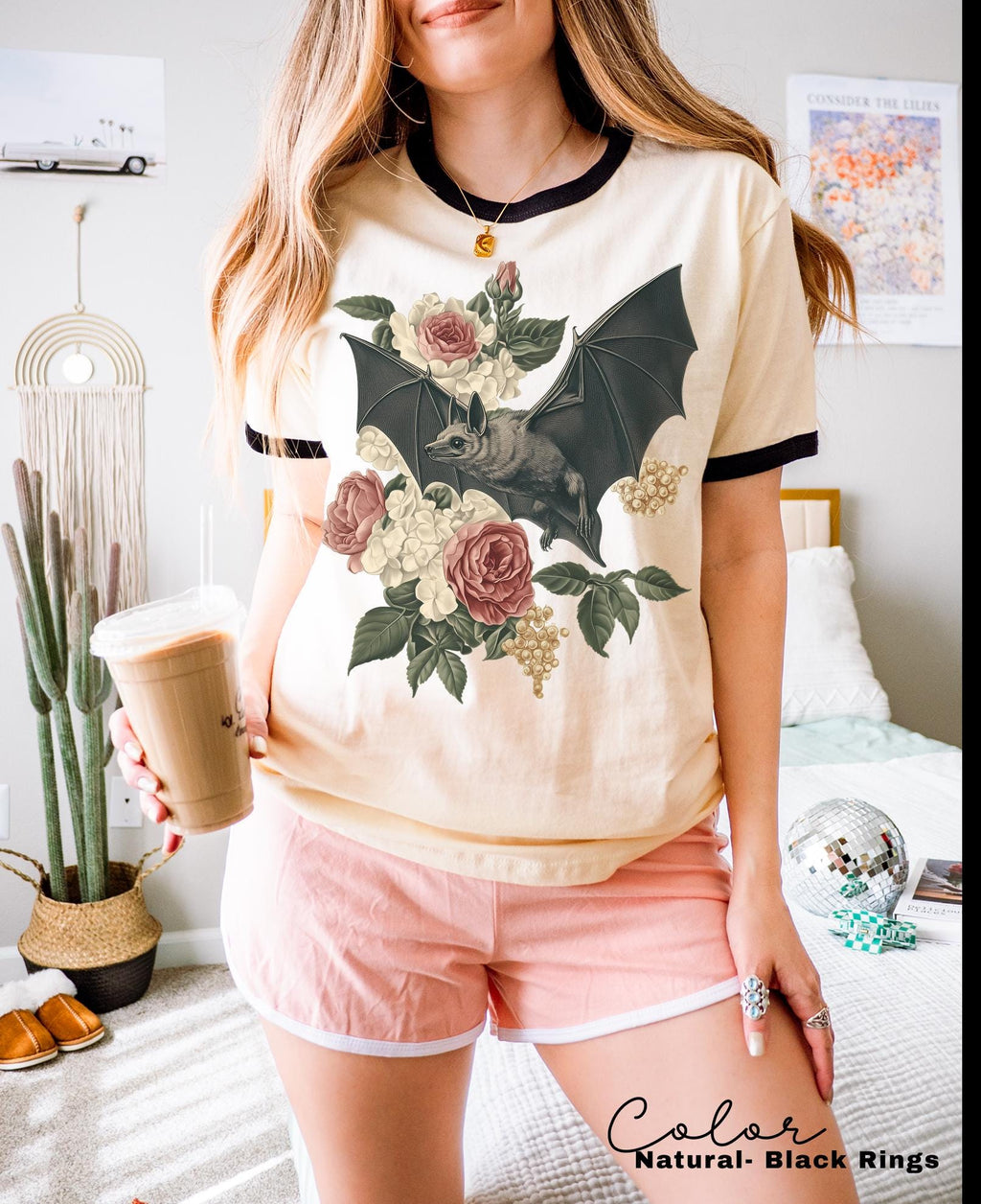 Dark Academia Bat Retro Ringer Shirt, Gothic Cottagecore Graphic Tee, Bats 90s T Shirt, Goblincore