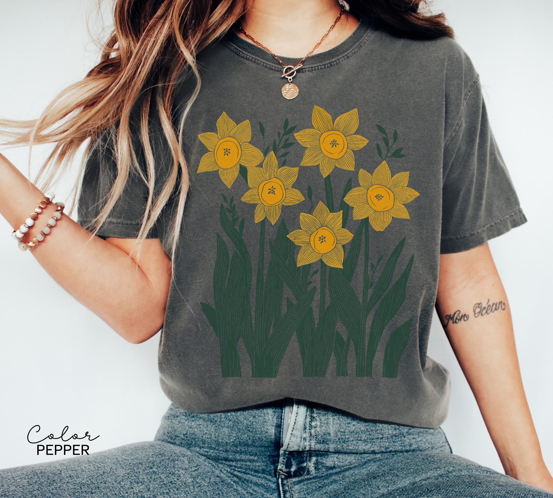 Flower Shirt Comfort Colors, Wildflowers Shirt, Cottagecore Floral Tee, Botanical Shirt, Nature Aesthetic Tee,