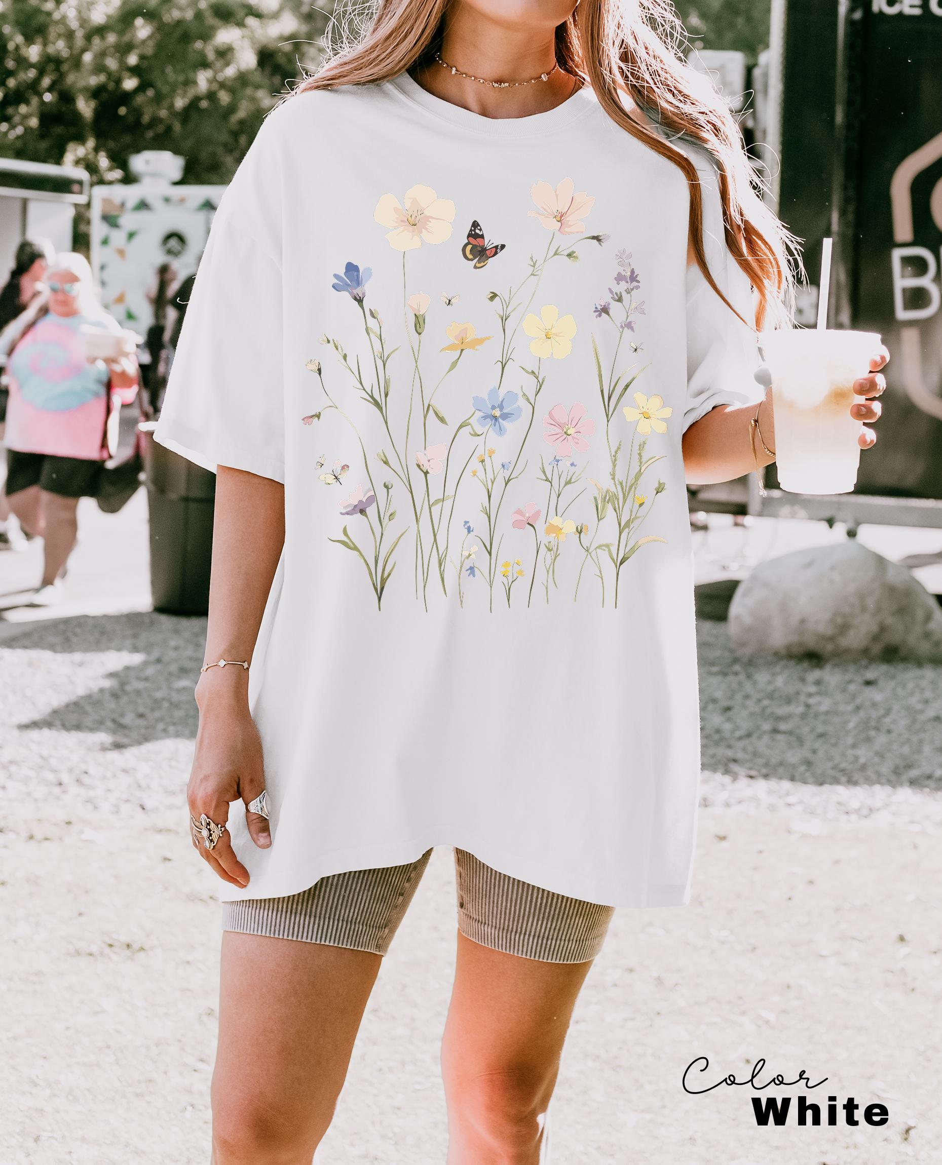 Pressed Wildflower Shirt, Nature Cottagecore Tee, Summer Spring Flowers, Comfort Colors Shirt