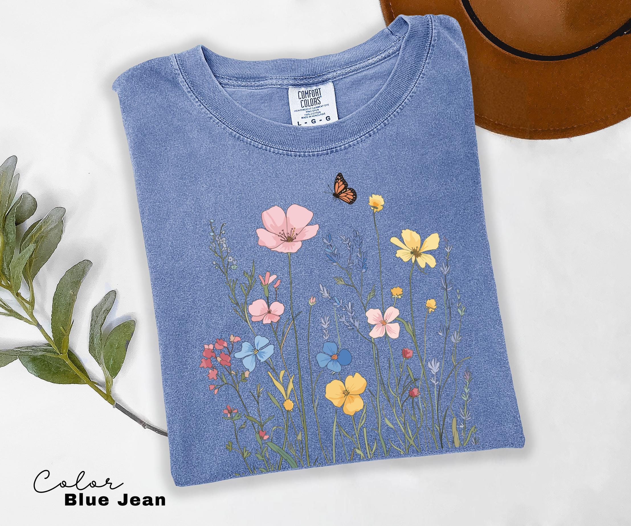 Pressed Wildflower Shirt, Nature Cottagecore Tee, Summer Spring Flowers, Comfort Colors Shirt