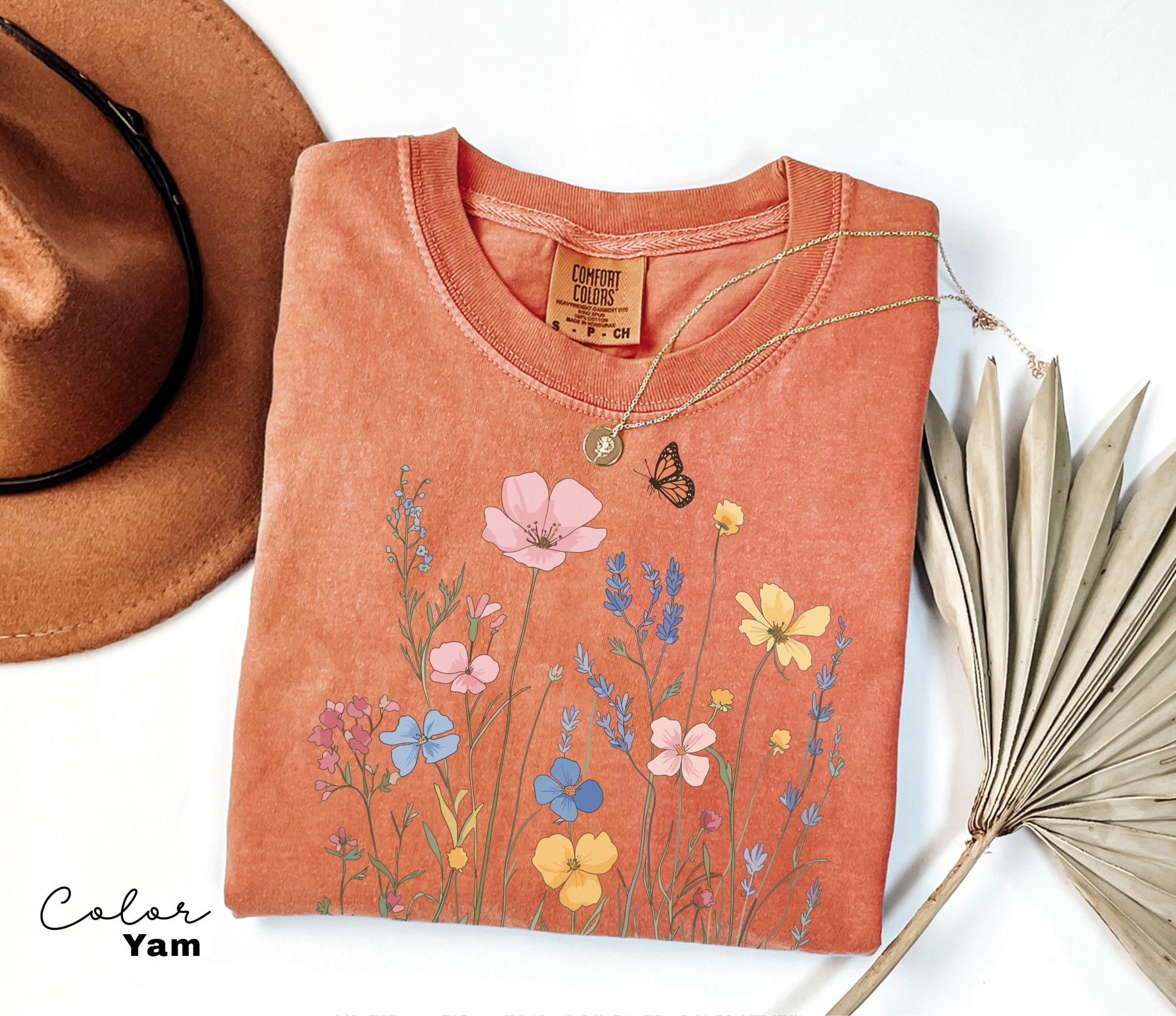 Pressed Wildflower Shirt, Nature Cottagecore Tee, Summer Spring Flowers, Comfort Colors Shirt