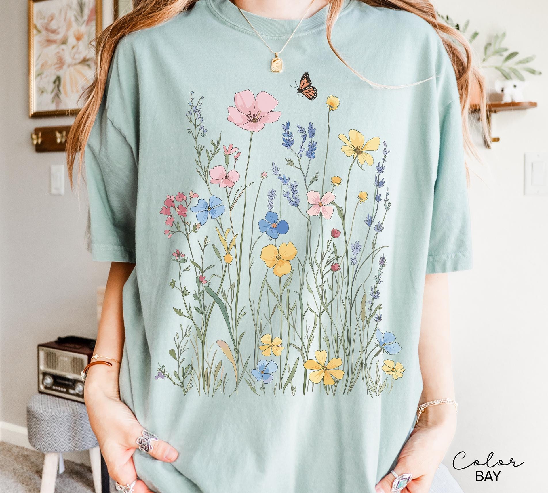 Pressed Wildflower Shirt, Nature Cottagecore Tee, Summer Spring Flowers, Comfort Colors Shirt