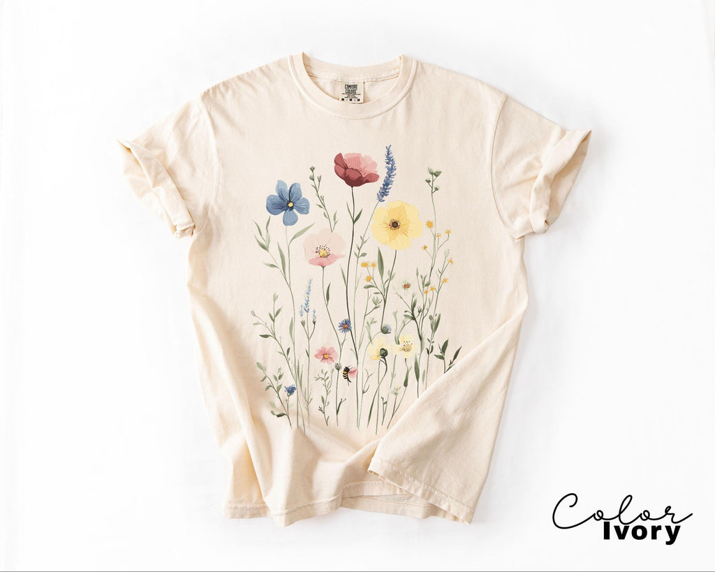 Pressed Wildflower Shirt, Nature Cottagecore Tee, Summer Spring Flowers, Comfort Colors Shirt