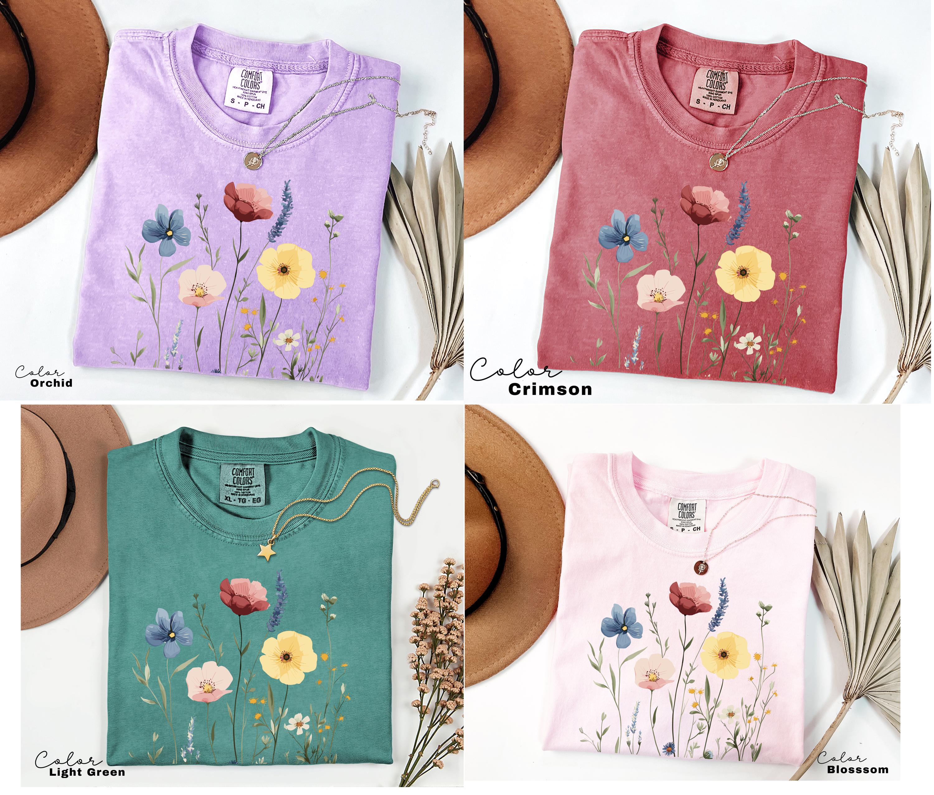 Pressed Wildflower Shirt, Nature Cottagecore Tee, Summer Spring Flowers, Comfort Colors Shirt