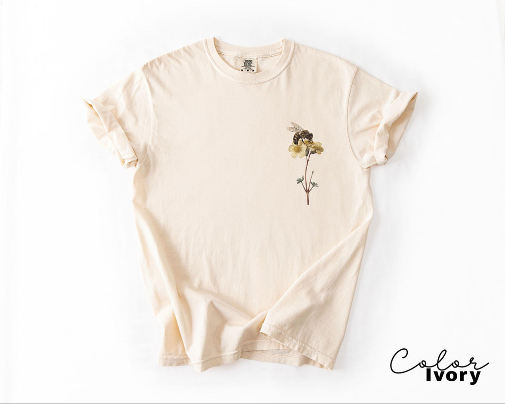 Bee Botanical T-Shirt, Nature Comfort Colors Shirt, Insect Shirt, Bumblebees Sweatshirt, Crewneck
