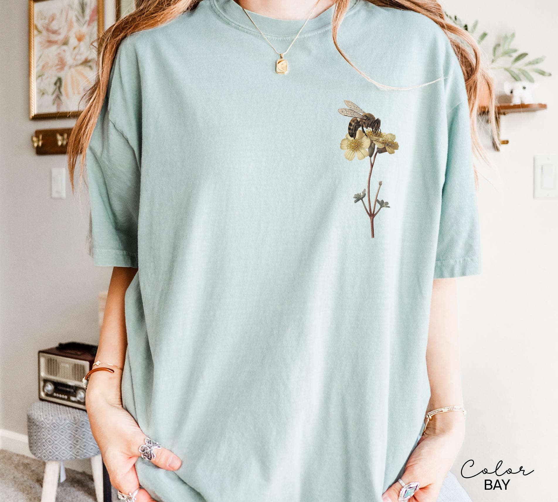 Bee Botanical T-Shirt, Nature Comfort Colors Shirt, Insect Shirt, Bumblebees Sweatshirt, Crewneck