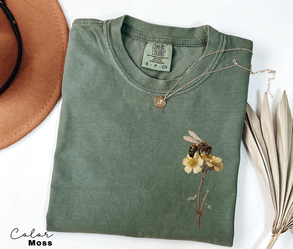 Bee Botanical T-Shirt, Nature Comfort Colors Shirt, Insect Shirt, Bumblebees Sweatshirt, Crewneck