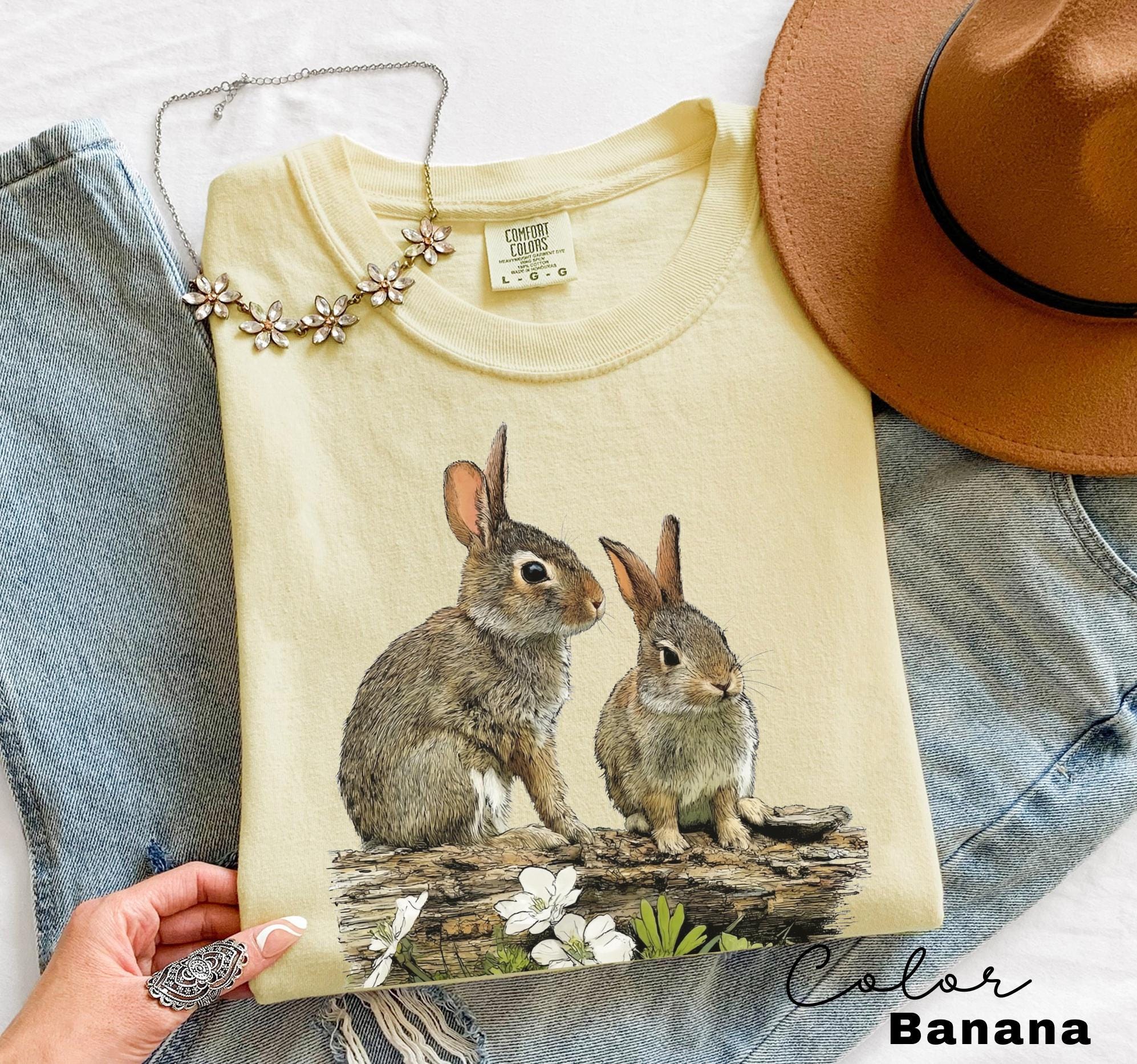 Vintage Rabbit Graphic Tee, Retro Woodland Forest Animal Comfort Colors® Shirt, Cottagecore Nature Sweatshirt