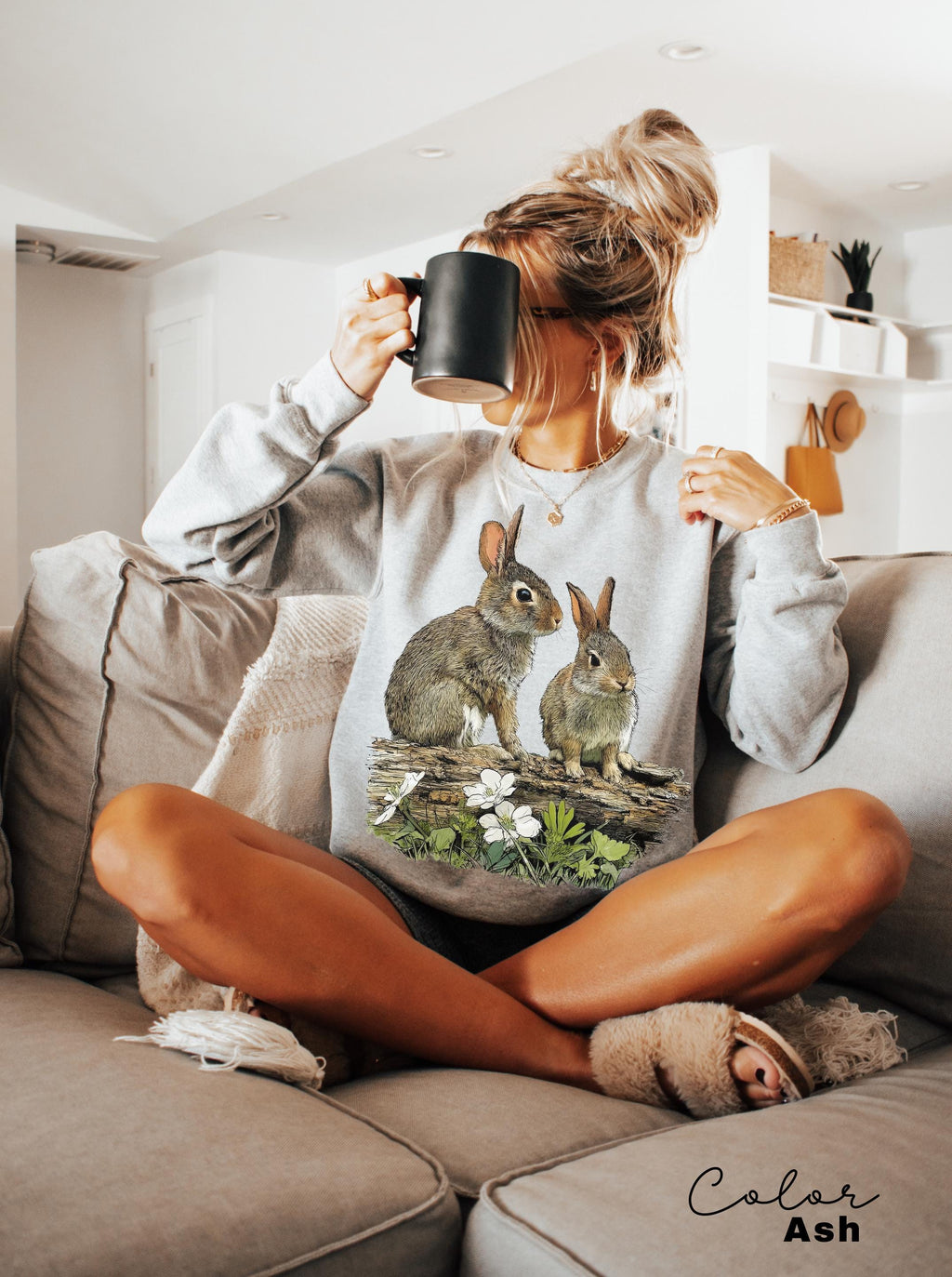 Vintage Rabbit Graphic Tee, Retro Woodland Forest Animal Comfort Colors® Shirt, Cottagecore Nature Sweatshirt