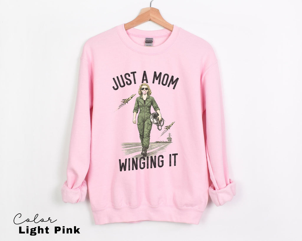 Just a Mom Winging It Funny Retro Mom T-Shirt
